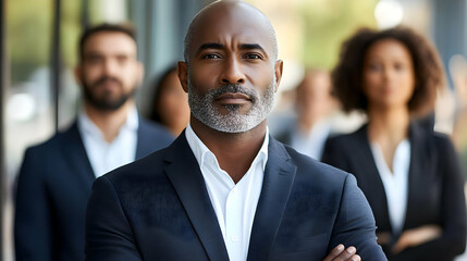 Canvas Print - Professional group portrait of diverse individuals in business attire.