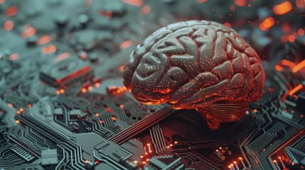 Aufkleber - Brain and circuit board fusion in futuristic style