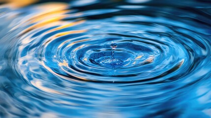 Wall Mural - Close-up of sound waves in a water surface, showing abstract reverberations with ripples and dynamic distortions.