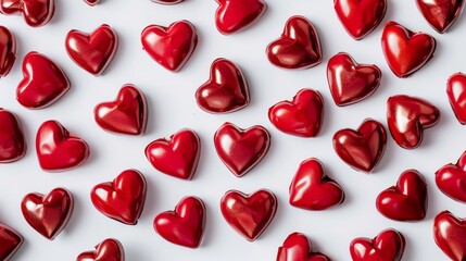 Poster - Classic red hearts scattered across a white background, perfect for conveying a simple yet affectionate message.