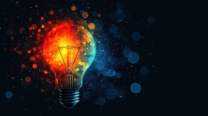 Wall Mural - Glowing Light Bulb with Abstract Bokeh Background