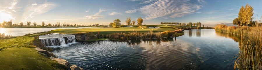 Sticker - Peaceful Golf Course Landscape with Water Features