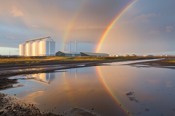 Wall Mural - Rainbow Reflected in a Puddle