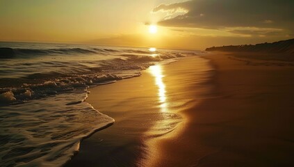 Wall Mural - Golden Sunset on the Beach