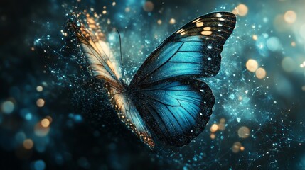 Wall Mural - Blue Butterfly Sparkle.