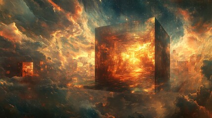 Wall Mural - Cube in the Sky.