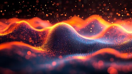 Wall Mural - Abstract Glowing Waves.