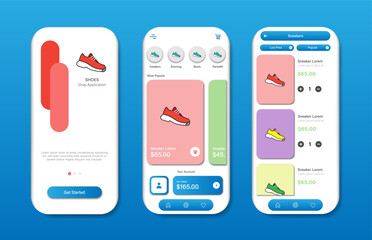 Wall Mural - online shoe store design for mobile applications. shoe purchasing platform screen. graphical user in