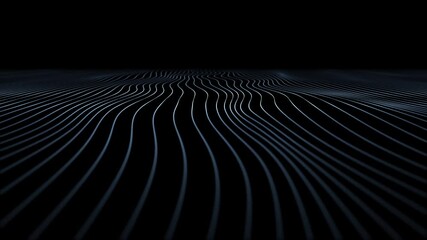 Wall Mural - Loop slow motion wavy lines pattern on clean black background.