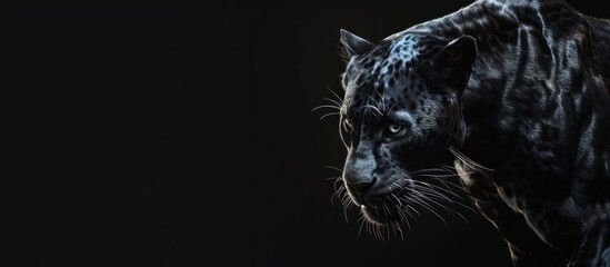 portrait of a black Panther with a dark back. wild animals