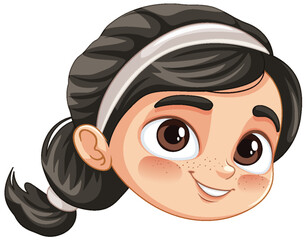 Sticker - Smiling Tennis Girl Illustration