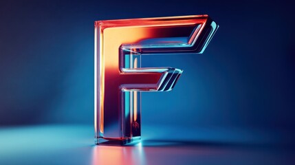 Wall Mural - Glass Letter F with Neon Lights