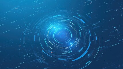 Abstract 3D blue science technology circle interface background, high-tech futuristic hologram display. High Tech Concept Elements. Modern cyber innovation.