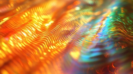 Close-up of a light diffraction pattern creating spectral imprints with vivid colors and complex, swirling designs.