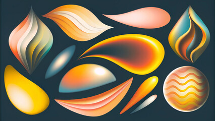 Wall Mural - A collection of organic abstract shapes created with brushstrokes, ideal for app icons or user interface design graphics backgrounds