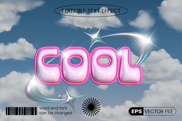 Wall Mural - cool retro y2k style 3d inflated 3ditable text effect