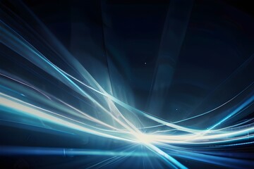 Poster - Dynamic abstract background with light streaks conveying speed and motion in cool blue tones. Generative AI