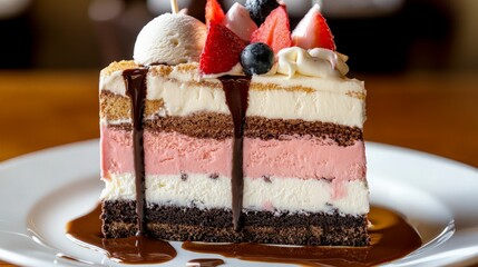 Wall Mural - Delicious Layered Ice Cream Cake