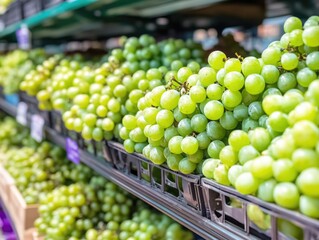 Sticker - Fresh Green Grapes in Store