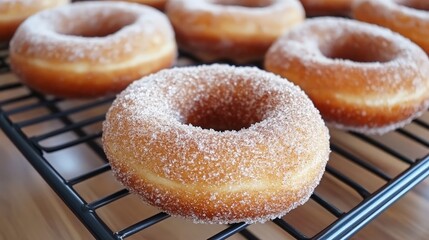 Wall Mural - Sugary Donuts on a Cooling Rack