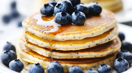 Wall Mural - Stack of Pancakes with Blueberries and Syrup