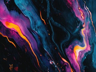 Wall Mural - Close-up of colorful fluid painting