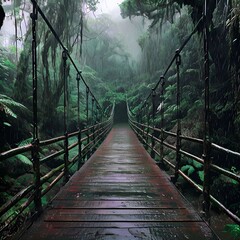 Poster - wooden-bridge-in-the-mystic-rainforest