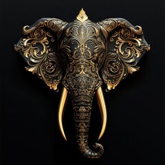  Thai elephant tattoo, traditional motifs, 3D illustration