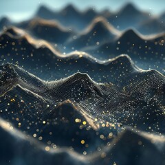 Sticker - abstract-mountains-with-micro-particles-and-highlighted-dots