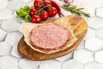 Wall Mural - Raw beef uncooked burger cutlet