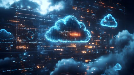 Wall Mural - futuristic ai powered weather prediction system with real time holographic data visualization displa