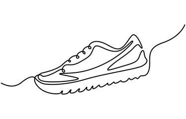 Wall Mural - Sport Sneaker shoes in continuous line art drawing style, sneakers are drawn with one line. Sports shoes in a linear style. continuous one line. Vector illustration, Shoe Continuous Line Icon