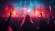 © hanafi 99d - Crowd at a Concert with Bright Lights and Confetti