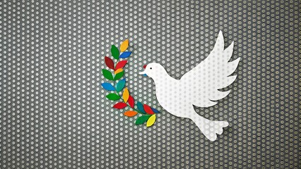 SDGS text and peace dove with grey polka dot texture background, SDGS, sustainable development goals, peace, dove,grey