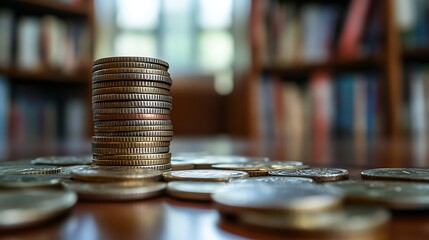 Poster - Saving money coin with banking investment finance education concept Planning student loan for studying abroad for college or university degree Future childrens education fund cash Grow : Generative AI