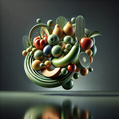 Fruit and vegetables abstract art