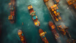 © KALEYA - Aerial View of Cargo Ships in Harbor - Realistic Photo