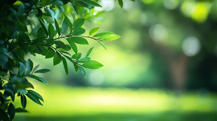 Poster - Blurred of green natural tree in park background : Generative AI