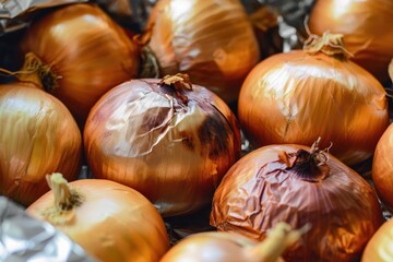 Poster - Large dark foil paper with retro design for sale perfect for storing fresh golden onion meat in a frame with ample text space