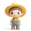 © Ganesha88 - Adorable Clay Farmer Character in 3D with Kawaii Style on White Background, Generative Ai