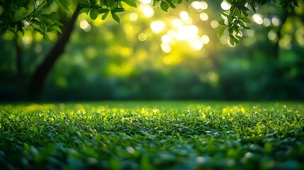Aufkleber - Nature background display over blur green tree garden Blur park nature outdoor bokeh light background in spring and summe : Generative AI