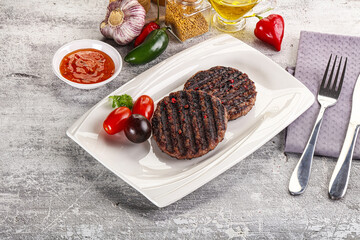 Poster - Grilled burger cutlet with sauce