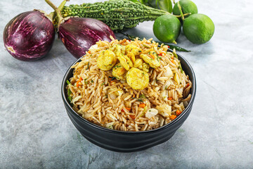 Wall Mural - Stir fried rice with prawns