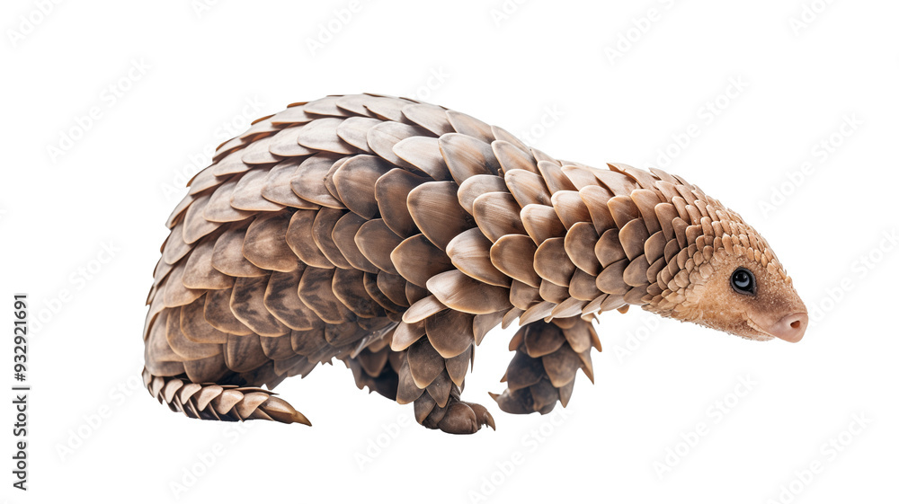 Pangolin Scale Pattern Pangolin with its head slightly turned, highlighting its armored body ...