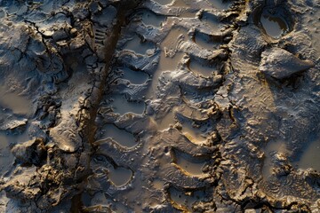 Wall Mural - Tire tracks in mud