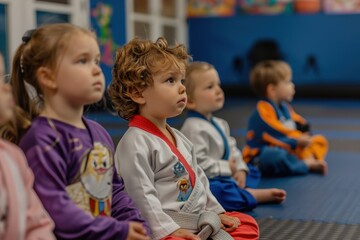 Toddlers resting during martial art class