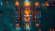 © KALEYA - Aerial Photo of Three Container Ships at Night