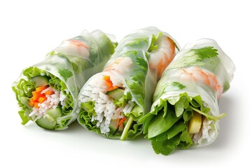 Poster - Traditional Chinese spring rolls on a white background