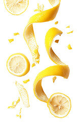 Wall Mural - lemon peel swirl isolated on white PNG