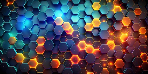 Wall Mural - Abstract background hexagon pattern with shining lights